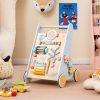 Wooden Baby Walker Push and Pull Learning Activity Center with Wheels