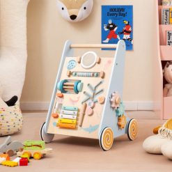 Wooden Baby Walker Push and Pull Learning Activity Center with Wheels