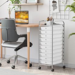 10 Drawer Rolling Storage Cart Organizer with 4 Universal Casters