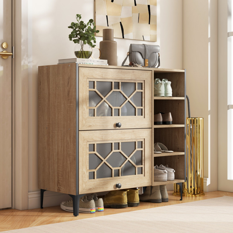 Rustic_Shoe_Cabinet_with_Flip-up_See-through_Doors_and_Adjustable_Shelves-1.jpg