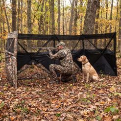 See-Through Hunting Blind Panel with Dog Door Pop up Waterflow Blind for 1-3 People