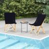 Set of 2 Bamboo Dorm Chair with Storage Pocket for Camping and Fishing
