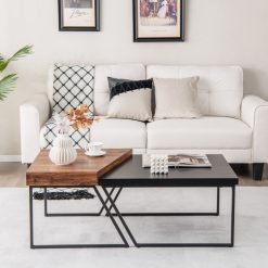 Coffee Table Set of 2 with Powder Coated Metal Legs