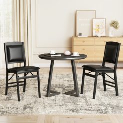 Set of 2 Folding Dining Chairs with Padded Seat and High Backrest
