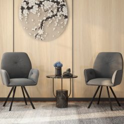 Set of 2 Swivel Accent Arm Chairs with Metal Legs and Wide Back