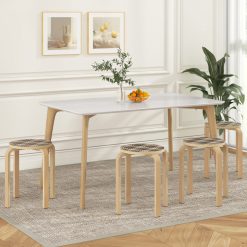 Set of 4 18 Inch Stackable Bentwood Dining Chairs with Round Top
