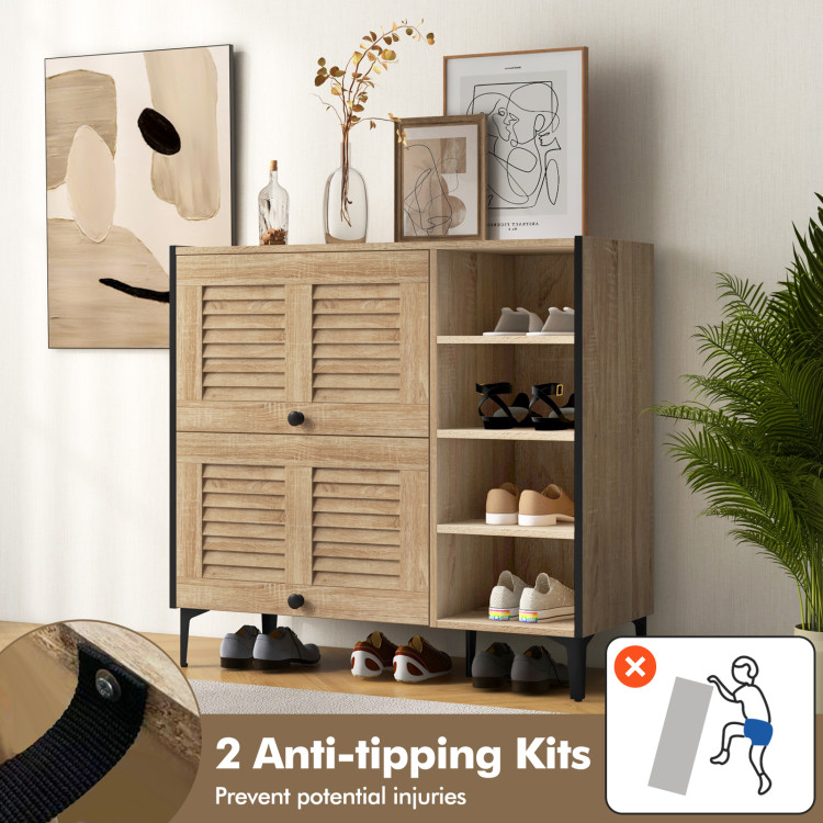 Shoe_Rack_Organizer_with_Flip_up_See_through_Doors_and_Adjustable_Shelves-Oak-7.jpg