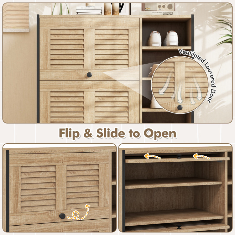 Shoe_Rack_Organizer_with_Flip_up_See_through_Doors_and_Adjustable_Shelves-Oak-9.jpg