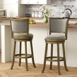 Swivel Bar Stools Set of 2 with Soft-padded Back and Seat