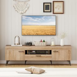 TV Stand with 2 Cabinets and Storage Drawer for 65 Inches TVs