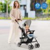 Toddler Travel Stroller for Airplane with Canopy and Adjustable Backrest
