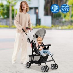 Toddler Travel Stroller for Airplane with Canopy and Adjustable Backrest