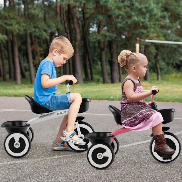 Toddler Tricycle with Adjustable Seat and Storage Baskets for 1.5-5 Years Old