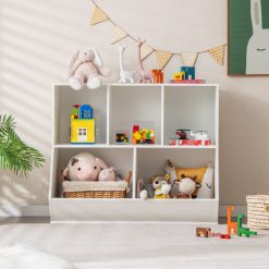 5-Cube Wooden Kids Toy Storage Organizer with Anti-Tipping Kits