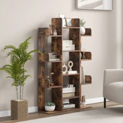 Tree-Shaped Bookshelf with 13 Compartments for Home Office