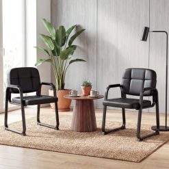 Waiting Room Guest Chairs Set of 2/4 Leather Office Reception Chairs