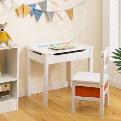 Wood Activity Kids Table and Chair Set with Storage Space