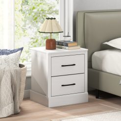 Wood Compact Floor Nightstand with Storage Drawers