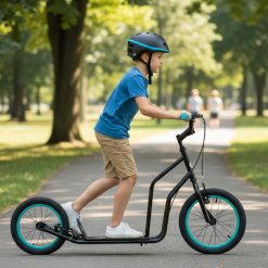 Youth Scooter with Adjustable Handlebar and 16/14-Inch Inflatable Wheels for Age 8+ Years Old