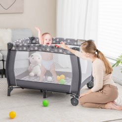 Portable Baby Playard with Changing Table Bassinet and Music Box