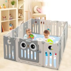 16-Panel Baby Activity Center Play Yard with Lock Door