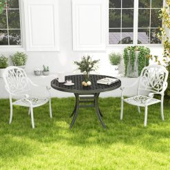 2 Pieces Patio Cast Aluminum Dining Chairs with Armrests