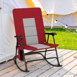 Foldable Rocking Padded Portable Camping Chair with Backrest and Side pocket