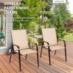 2 Pieces Patio Outdoor Dining Chair with Armrest