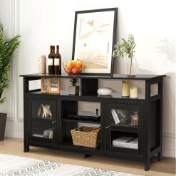 58 Inch TV Stand with 2 Cabinets for Flat Screen TVs up to 65 Inch