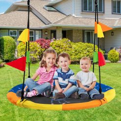 40 Inch Flying Saucer Tree Swing with Hanging Straps Monkey