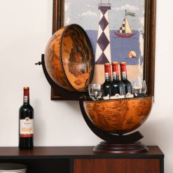 19 Inch 16th Century Nautical Map Tabletop Globe Wine Cabinet