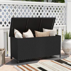 Indoor Outdoor 85 Gallon Storage Container with Waterproof Liner and Universal Wheels
