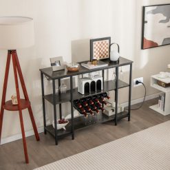 Industrial Wine Rack Wine Bar Cabinet with Storage Shelves
