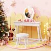 Kids Vanity Set with Lighted Mirror with Adjustable Brightness and Large Drawer