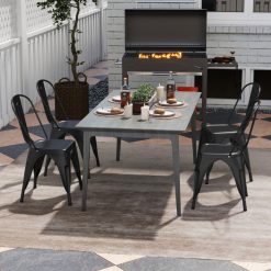 Metal Dining Chairs Set of 4 with Removable Backrest for Dining Room Restaurant Living Room