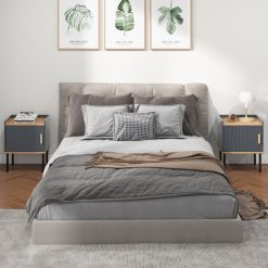 Nightstand End Table with Door Cabinet for Living Room and Bedroom