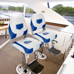 Set of 2 Folding Low Back Fishing Boat Seats with Stainless Steel Screws