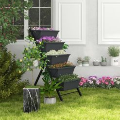 5-Tier Vertical Raised Garden Bed with Wheels and Container Boxes