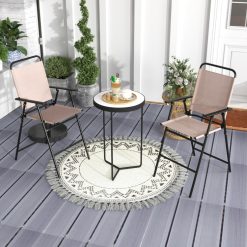 Set of 2 Patio Folding Bar-Height Chairs with Armrests and Quick-Drying Seat