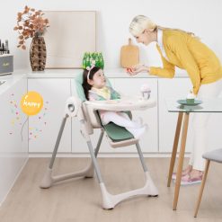 Baby Folding High Chair Dining Chair with Adjustable Height and Footrest