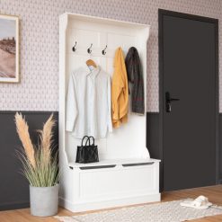 3-in-1 Hall Tree Coat Rack Shoe Bench with Hooks and Bottom Storage for Entryway