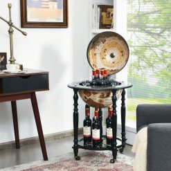 16th Century Nautical Chart Wine Cabinet with Wheels