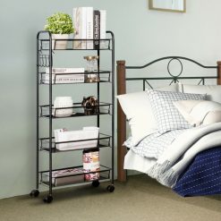 5 Tier Mesh Rolling File Utility Cart Storage Basket