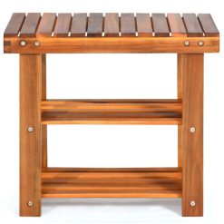 3-Tier Wood Shoe Rack 19' Shoe Bench Boots Organizer