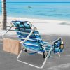 Set of 1/2 Folding Beach Chair for Adults with 4-Position Adjustable Backrest