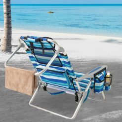 Set of 1/2 Folding Beach Chair for Adults with 4-Position Adjustable Backrest