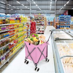 Folding Shopping Utility Cart with Water-Resistant Removable Canvas Bag