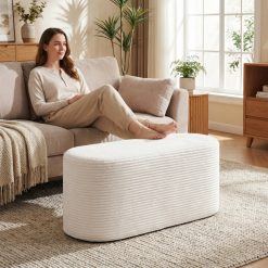 Upholstered Ottoman Bench with High-Density Sponge