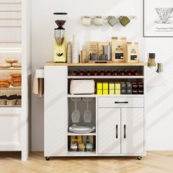 Rolling Kitchen Island Cart with Power Outlet for Dining Room